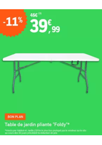 Prospectus Jardi E.Leclerc SURGERES : Table de jardin pliante "Foldy"