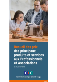 Prospectus CIC MONTREUIL L ARGILLE : Recueil des prix des principaux produits et services aux Professionnels et Associations