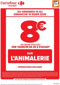 Prospectus Carrefour Market AVRANCHES : OPERATION BON D’ACHAT SUR L’ANIMALERIE