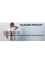 Prospectus Claudie pierlot  : EXCLUSIVEMENT EN LIGNE ARCHIVES : JUSQU'À -70%* -10% supplémentaires dès 2 pièces remisées** jusqu'à