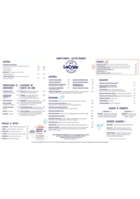 Prospectus La Criee GENNEVILLIERS : Nouvelle Carte menu & vins