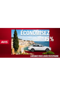Prospectus AVIS - Dijon - Aéroport : Économisez 15 % sur les locations en Espagne