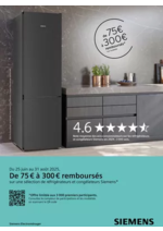 Prospectus Connexion : De 75€ à 300€ remboursés sur une sélection de réfrigérateurs et congélateurs SIEMENS