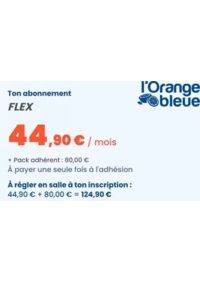 Prospectus L'Orange bleue Fitness Gennevilliers : 44,90€ par mois pour toute souscription d’un abonnement sans engagement, dans les clubs l’Orange ble