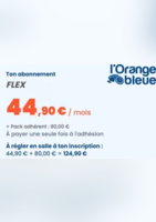 44,90€ par mois pour toute souscription d’un abonnement sans engagement, dans les clubs l’Orange bleue participants - L'Orange bleue Fitness