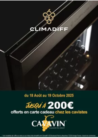 Prospectus Boulanger Colomiers : OFFRE Climadiff : vous offre jusqu' à 200€ en carte cadeau chez les cavistes CAVAVIN