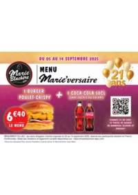 Prospectus Marie Blachère Fonsorbes : Menu Marie’Versaire