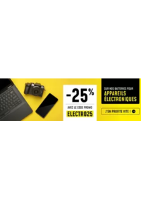 Prospectus 1001 Piles Batteries AURILLAC : -25 % de réduction* sur une sélection de batteries pour appareils électroniques
