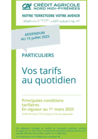Prospectus Agence Crédit Agricole GIVRY-EN-ARGONNE : Particuliers Vos tarifs au quotidien