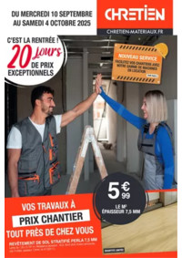 Prospectus CHRETIEN MATERIAUX Auxi-le-Château : C'EST LA RENTRÉE!