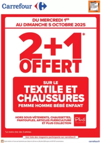 Prospectus Carrefour city PARIS 42 avenue de la Motte Picquet : A SAISIR, 2+1 OFFERT SUR LE TEXTILE !