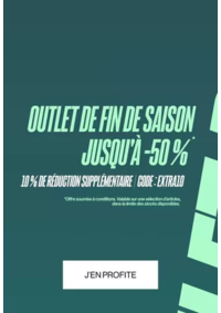 Prospectus JD SPORTS Paris - Aéroville : OUTLET DE FIN DE SAISON JUSQU'À -50 %* - 10 % DE RÉDUCTION SUPPLÉMENTAIRE CODE : EXTRA10